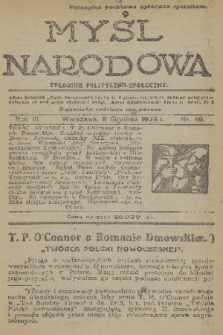 Myśl Narodowa : tygodnik polityczno-społeczny. R. 3, 1923, nr 49