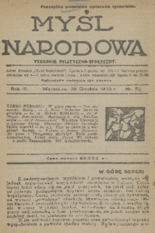 Myśl Narodowa : tygodnik polityczno-społeczny. R. 3, 1923, nr 52
