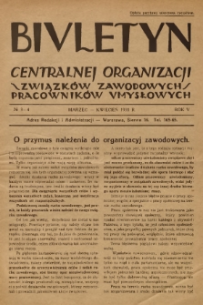 Biuletyn Centralnej Organizacji Związków Zawodowych Pracowników Umysłowych. R. 5, 1930, Nr 3-4