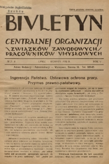 Biuletyn Centralnej Organizacji Związków Zawodowych Pracowników Umysłowych. R. 5, 1930, Nr 7-8