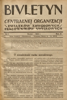 Biuletyn Centralnej Organizacji Związków Zawodowych Pracowników Umysłowych. R. 3, 1928, Nr 3