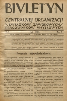 Biuletyn Centralnej Organizacji Związków Zawodowych Pracowników Umysłowych. R. 3, 1928, Nr 5