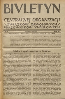 Biuletyn Centralnej Organizacji Związków Zawodowych Pracowników Umysłowych. R. 3, 1928, Nr 7