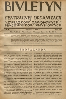 Biuletyn Centralnej Organizacji Związków Zawodowych Pracowników Umysłowych. R. 3, 1928, Nr 9