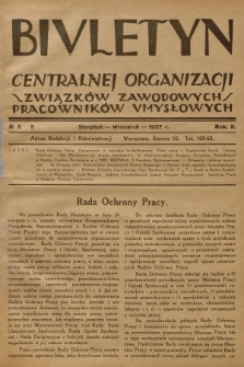 Biuletyn Centralnej Organizacji Związków Zawodowych Pracowników Umysłowych. R. 2, 1927, Nr 8-9