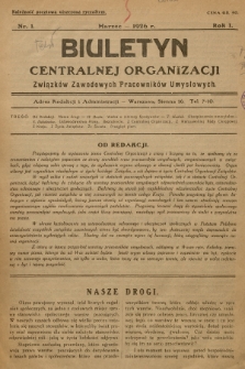 Biuletyn Centralnej Organizacji Związków Zawodowych Pracowników Umysłowych. R. 1, 1926, Nr 1