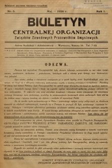 Biuletyn Centralnej Organizacji Związków Zawodowych Pracowników Umysłowych. R. 1, 1926, Nr 3