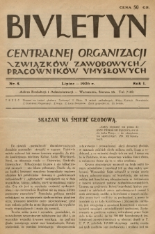 Biuletyn Centralnej Organizacji Związków Zawodowych Pracowników Umysłowych. R. 1, 1926, Nr 5
