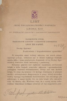 List Jego Świątobliwości papieża Leona XIII do jenerałów zakonów i zakonnych zgromadzeń