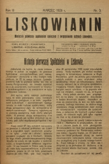 Liskowianin : miesięcznik poświęcony zagadnieniom społecznym z uwzględnieniem instytucji liskowskich. R. 3, 1928, nr 3