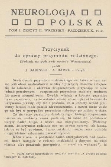 Neurologja Polska. T. 1, 1910. z. 2