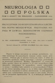 Neurologja Polska. T. 2, 1912, z. 8