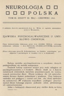 Neurologja Polska. T. 3, 1913, z. 3