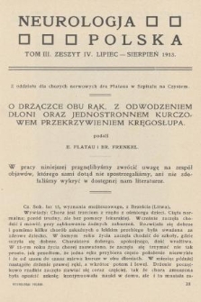 Neurologja Polska. T. 3, 1913, z. 4