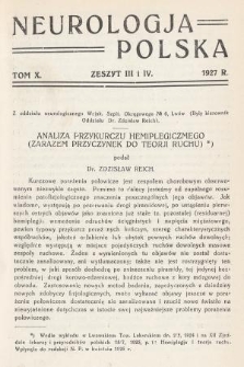 Neurologja Polska. T. 10, 1927, z. 3-4