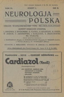 Neurologja Polska. T. 11, 1928, z. 1