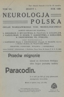 Neurologja Polska. T. 12, 1929, z. 1
