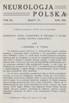 Neurologja Polska. T. 12, 1929, z. 4