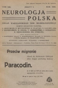 Neurologja Polska. T. 13, 1930, z. 1