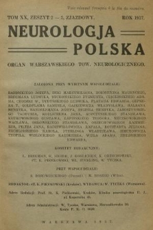 Neurologja Polska : organ Warszawskiego Tow. Neurologicznego. T. 20, 1937, z. 2-3