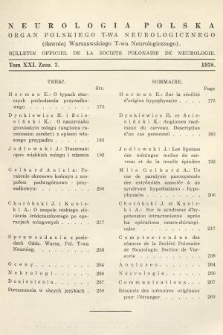 Neurologia Polska : organ Polskiego T-wa Neurologicznego. T. 21, 1938, z. 3
