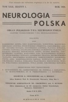 Neurologia Polska : organ Polskiego T-wa Neurologicznego. T. 22, 1939, z. 1