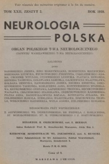 Neurologia Polska : organ Polskiego T-wa Neurologicznego. T. 22, 1939, z. 2