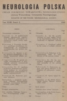 Neurologia Polska : organ Polskiego Towarzystwa Neurologicznego. T. 23, 1949, z. 2