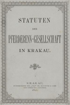 Statuten der Pferderenn-Gesellschaft in Krakau