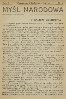 Myśl Narodowa : tygodnik polityczno-społeczny. R. 1, 1921, nr 3