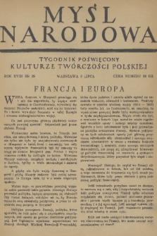 Myśl Narodowa : tygodnik poświęcony kulturze twórczości polskiej. R. 18, 1938, nr 29