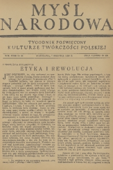 Myśl Narodowa : tygodnik poświęcony kulturze twórczości polskiej. R. 18, 1938, nr 34