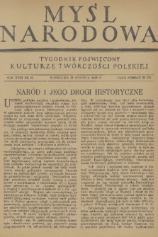 Myśl Narodowa : tygodnik poświęcony kulturze twórczości polskiej. R. 18, 1938, nr 37