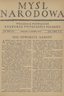 Myśl Narodowa : tygodnik poświęcony kulturze twórczości polskiej. R. 18, 1938, nr 38