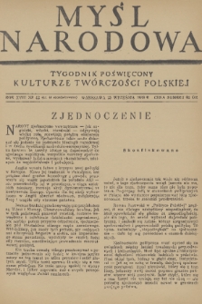 Myśl Narodowa : tygodnik poświęcony kulturze twórczości polskiej. R. 18, 1938, nr 42
