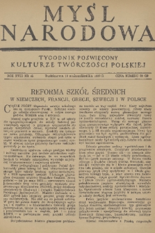 Myśl Narodowa : tygodnik poświęcony kulturze twórczości polskiej. R. 18, 1938, nr 45