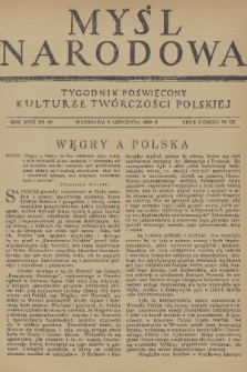 Myśl Narodowa : tygodnik poświęcony kulturze twórczości polskiej. R. 18, 1938, nr 48