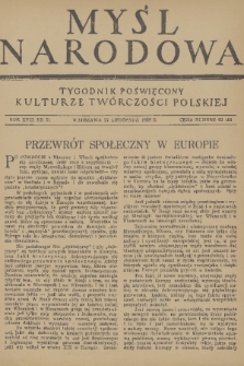 Myśl Narodowa : tygodnik poświęcony kulturze twórczości polskiej. R. 18, 1938, nr 51