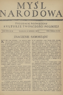 Myśl Narodowa : tygodnik poświęcony kulturze twórczości polskiej. R. 18, 1938, nr 54