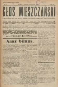 Głos Mieszczański : pismo tygodniowe poświęcone sprawom polskiego rękodzieła, drobnego przemysłu, handlu i mieszczaństwa. R. 4, 1927, nr 1