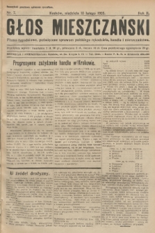 Głos Mieszczański : pismo tygodniowe poświęcone sprawom polskiego rękodzieła, handlu i mieszczaństwa. R. 2, 1925, nr 7