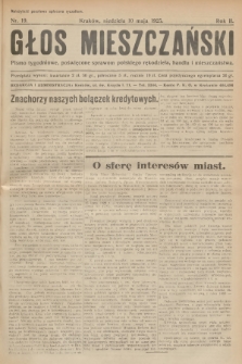 Głos Mieszczański : pismo tygodniowe poświęcone sprawom polskiego rękodzieła, handlu i mieszczaństwa. R. 2, 1925, nr 19