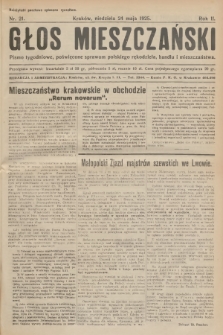Głos Mieszczański : pismo tygodniowe poświęcone sprawom polskiego rękodzieła, handlu i mieszczaństwa. R. 2, 1925, nr 21