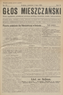 Głos Mieszczański : pismo tygodniowe poświęcone sprawom polskiego rękodzieła, handlu i mieszczaństwa. R. 2, 1925, nr 27