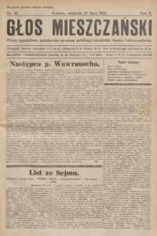 Głos Mieszczański : pismo tygodniowe poświęcone sprawom polskiego rękodzieła, handlu i mieszczaństwa. R. 2, 1925, nr 30