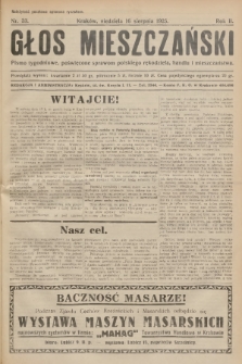 Głos Mieszczański : pismo tygodniowe poświęcone sprawom polskiego rękodzieła, handlu i mieszczaństwa. R. 2, 1925, nr 33