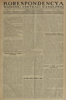 Korespondencya Wojennej Centrali Handlowej. R. 2, 1918, nr 1