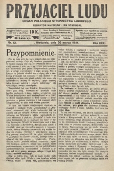 Przyjaciel Ludu : organ Polskiego Stronnictwa Ludowego. 1919, nr 13