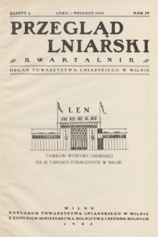 Przegląd Lniarski : organ Towarzystwa Lniarskiego w Wilnie. R. 4, 1933, z. 3