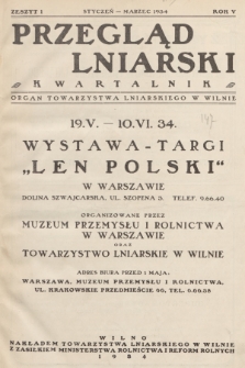 Przegląd Lniarski : organ Towarzystwa Lniarskiego w Wilnie. R. 5, 1934, z. 1